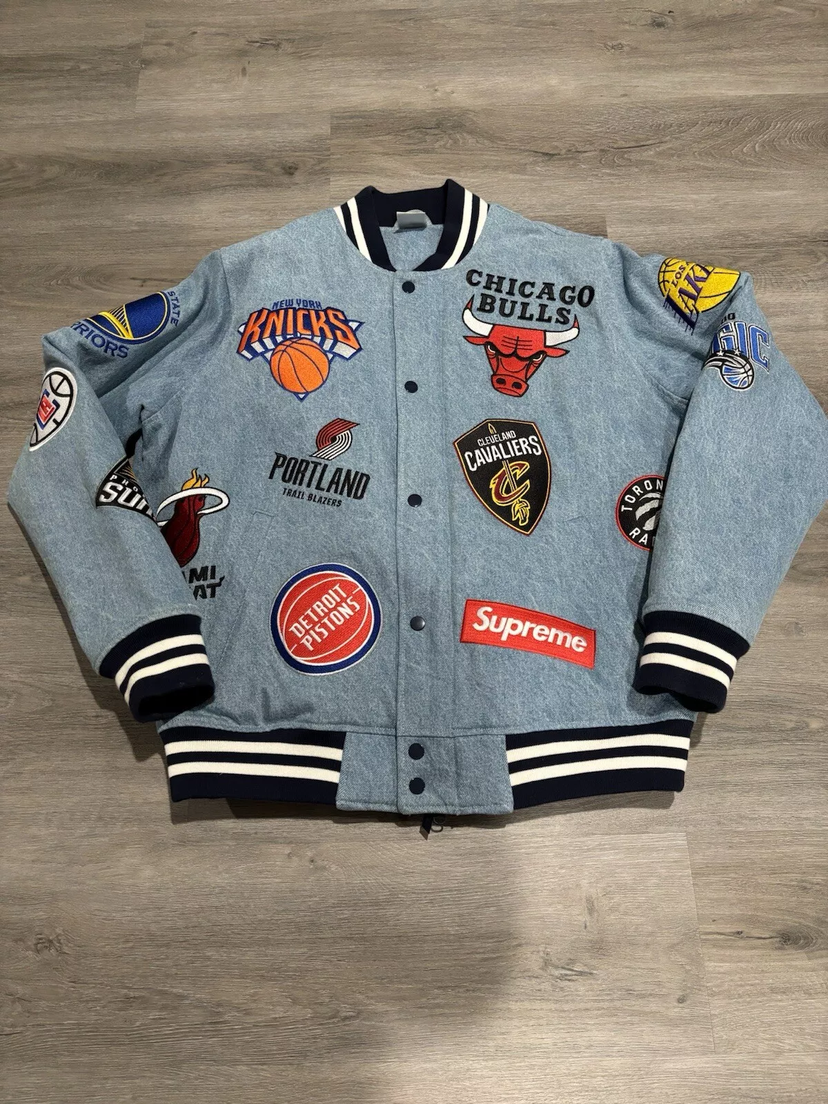 Veste de basketball Nike Supreme NBA Teams denim moyen SS18 Hamilton AQ3631 100
