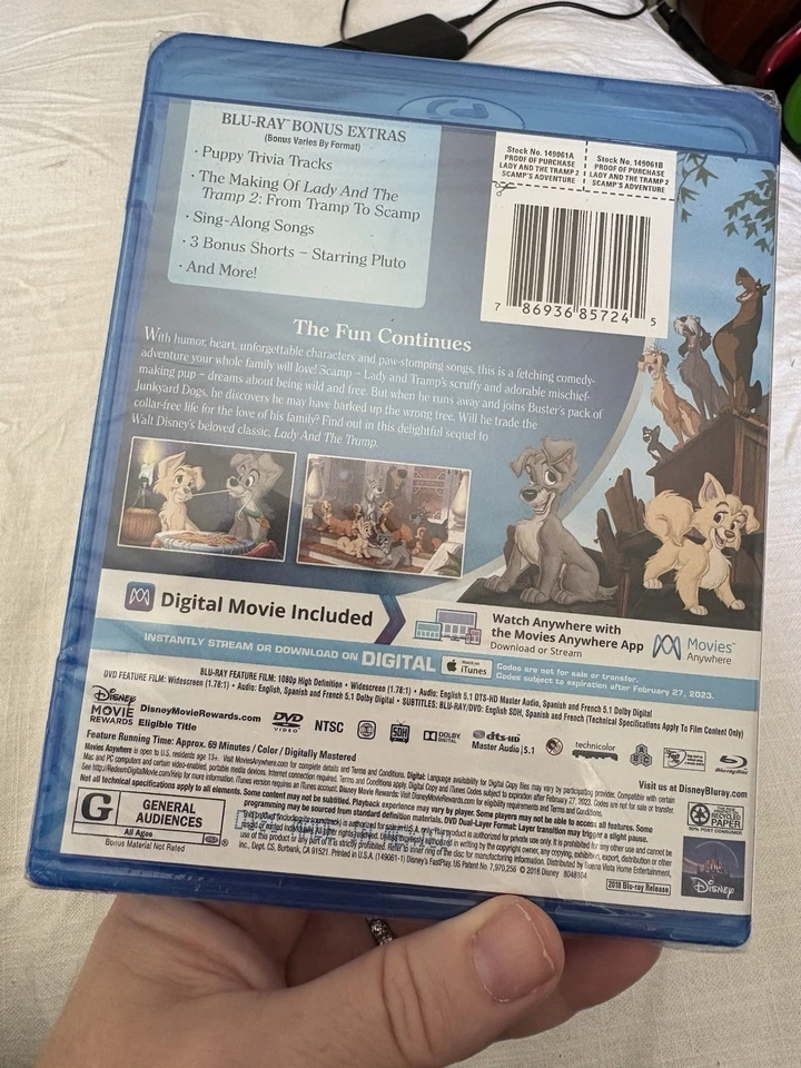Disney Movie Club Release Lady And The Tramp Scamp’s Adventure Blu Ray + DVD Foto 3 de 4