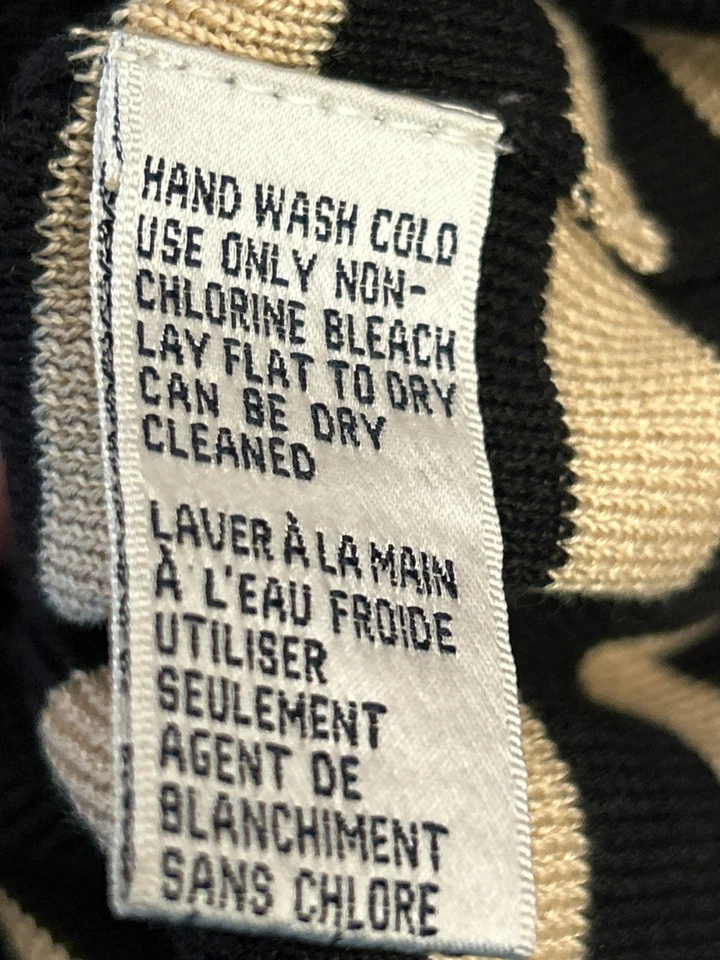 Vintage 90s Rena Rowan Silk Blend Cardigan Black Striped Nautical Preppy Small - Image 4 of 4