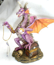 Vintage Medieval Legends 30080 Purple Treasure Dragon Sculpture Crystal box