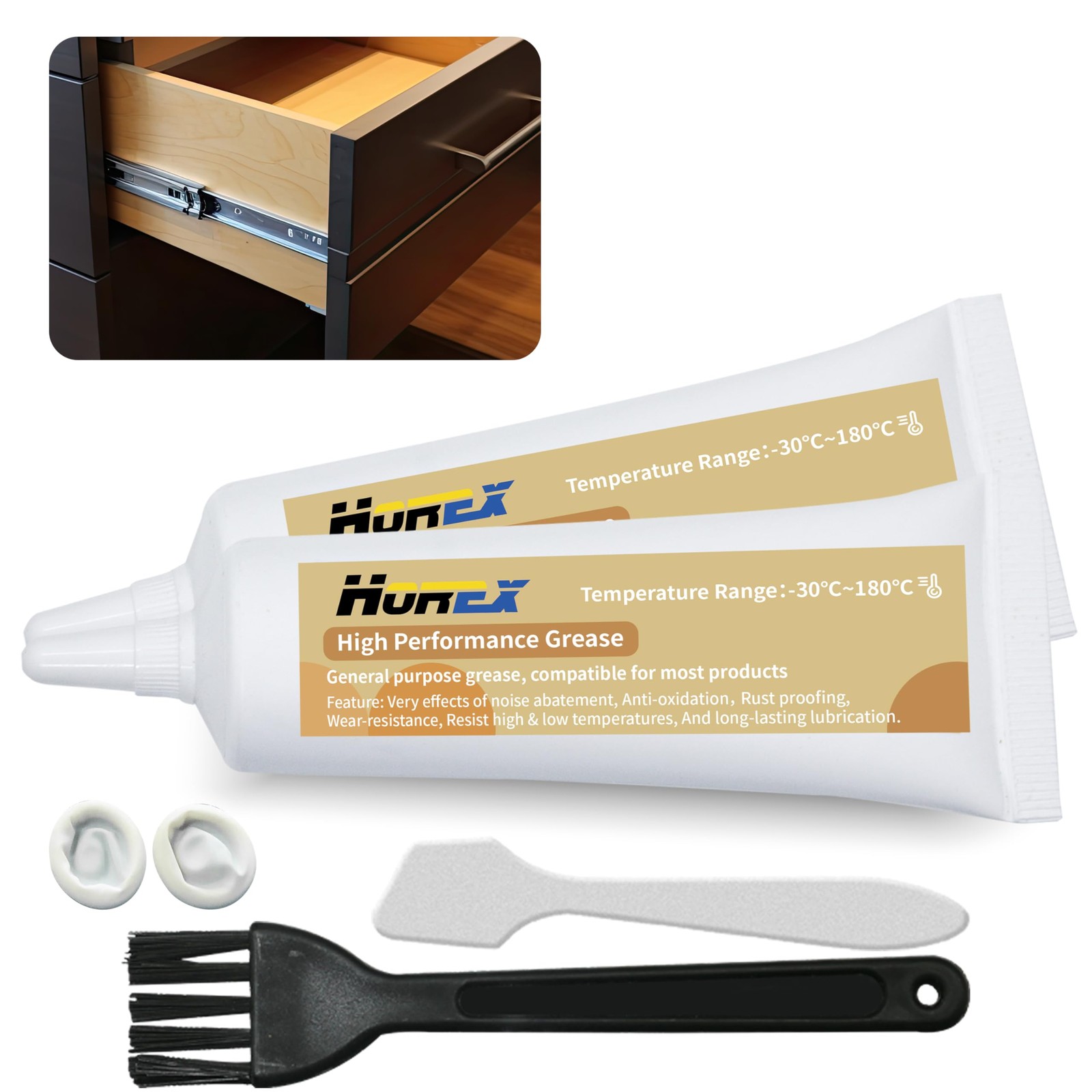 Horex 2pcs Drawer Slide Grease Cabinet Lubricant Door 20g*2,