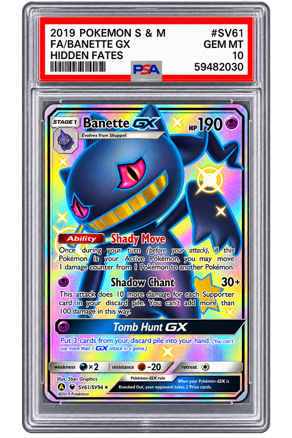 2019 Pokemon Sun and Moon Banette GX PSA 10