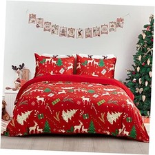 Christmas Duvet Cover Set,Xmas Tree Reindeer King Red Christmas Reindeer