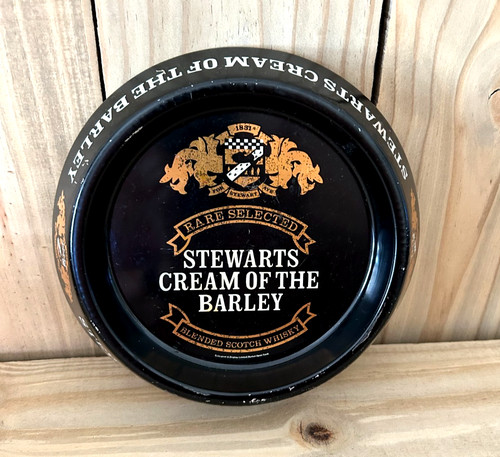 Rare Breweriana Collectible Tin Tray Stewarts Cream of the Barley Whiskey