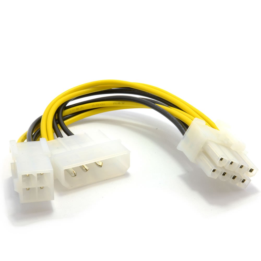 EPS Motherboard Power Adapter Cable 20cm 4 Pin ATX & 4 Pin LP4 Molex to 8 Pin