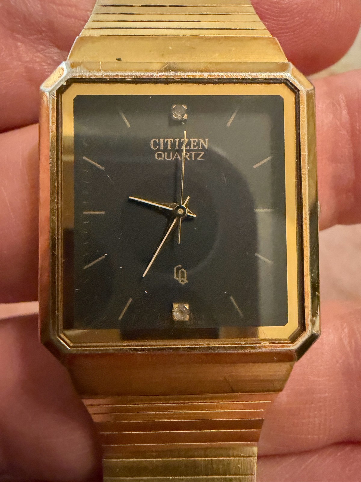 Citizen Vintage Quartz Tank Gold Plated Black Dial Cr… - Gem