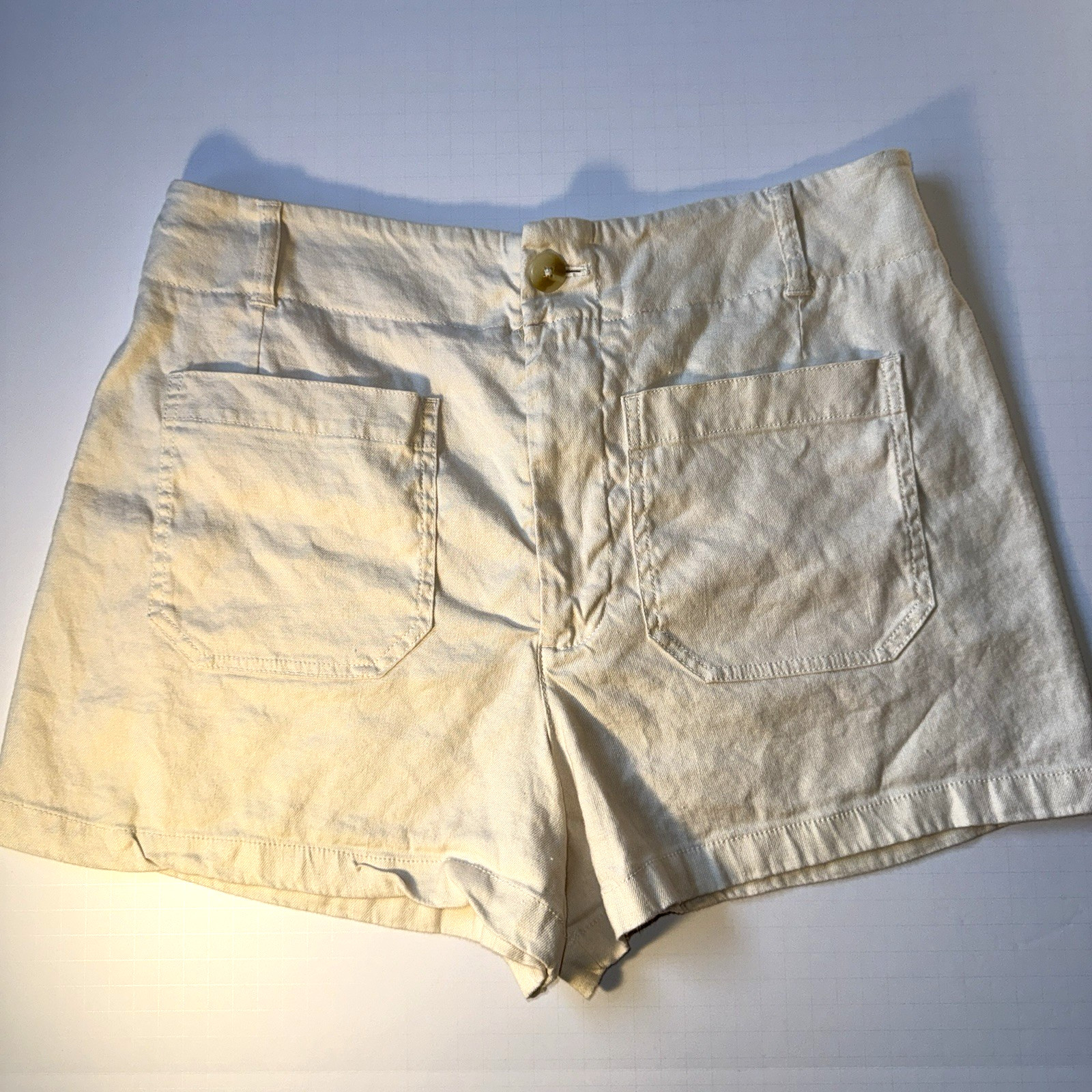 Anthropologie Women's Colette Shorts by Maeve Pitched Linen Edition Ivory Sz 32