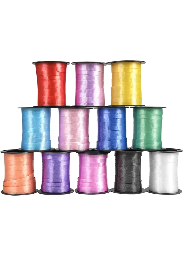 12 Pack Assorted Curling Ribbon – 60ft Each Spool – Gift Wrap Crafts Party Décor - Image 2 of 2