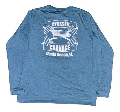 CrossFit Carnage Dania Beach Florida Blue Long Sleeve T Shirt Mens XL Active Gym