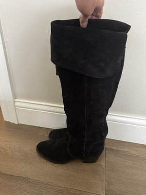 FRYE  Clara  Over The Knee Suede Boots Black Size 6.5