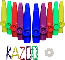 Crystaljun 20Pcs Plastic Kazoos With Kazoo Flute Multicolor