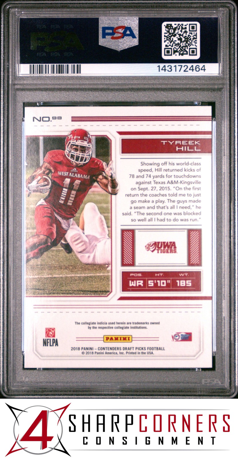 2018 PANINI CONTENDERS DRAFT PICKS #98 TYREEK HILL POP 3 PSA 10 view 2
