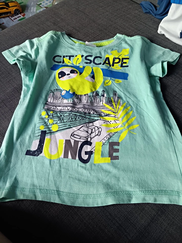 Jungen T-Shirt Türkis Dschungel Grafikdruck Rundhals Kurzarm ,98 - Bild 1 von 3