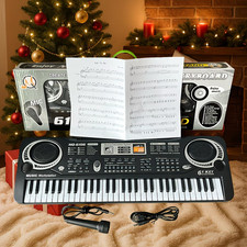 61 Key Electronic Keyboard Piano w/ Mic USB Beginner Music Kit Full Size