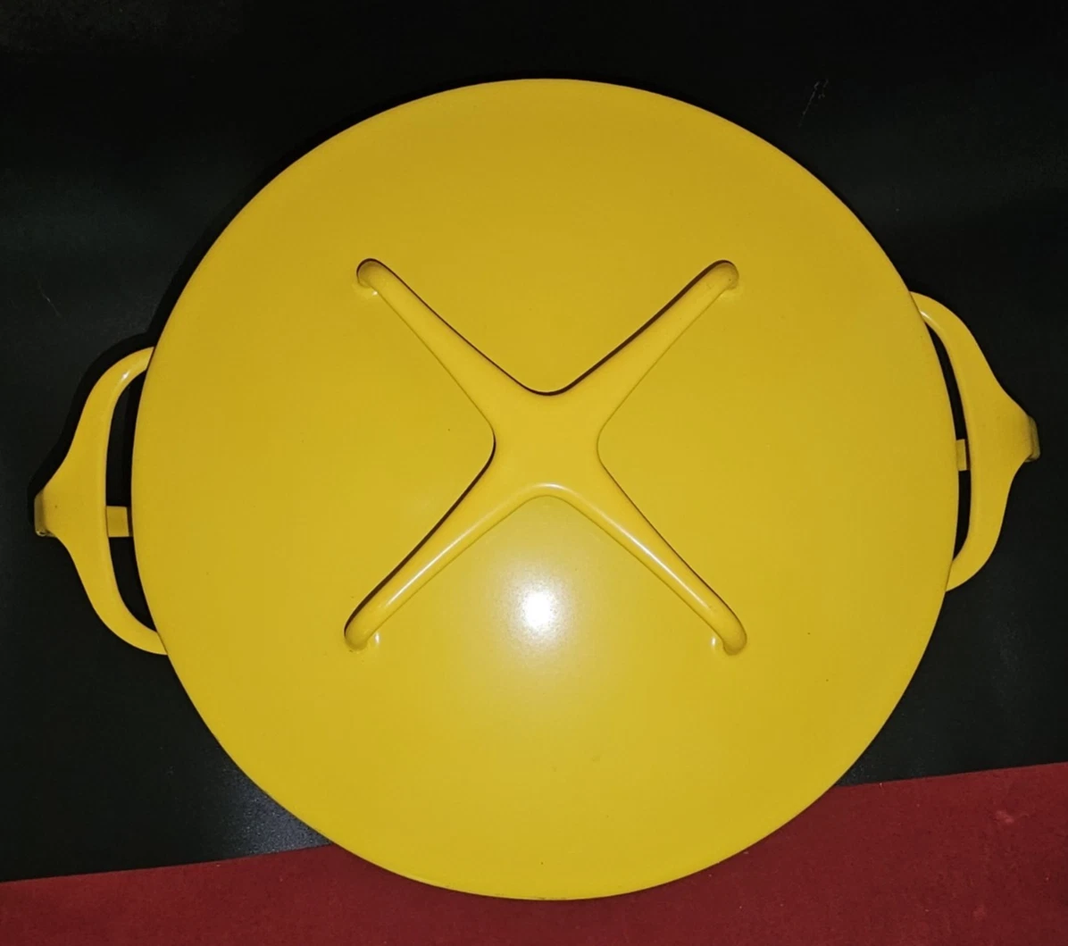Vintage Dansk France IHQ Kobenstyle Yellow Enamel 3 Qt Dutch Oven Pot MCM VGUC!
