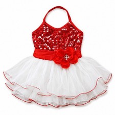 Curtain Call Red Sequin Tutu Dance Costume CXS White Holiday Dress