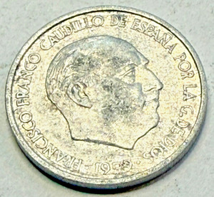1959 Spain 10 Centimos Aluminum Coin General Francisco Franco