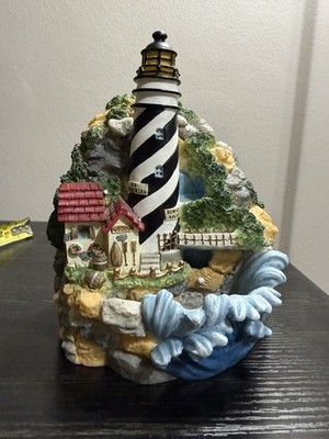 Vintage Lighthouse Waterfall w/ Sounds of Waves & Seagulls Lighted Decor
