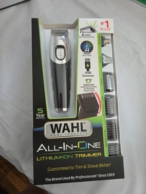 NEW! Wahl Lithium Ion All-in-One Trimmer Men's Black/Silver Lithium  (9893-700)