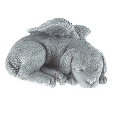 Sculpture Pet Memorial Statue, Stone Finish Sleeping Angel Dog