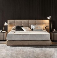 Beiges Doppelbett Schlafzimmer MöBel Moderne Betten Luxus Holzgestell