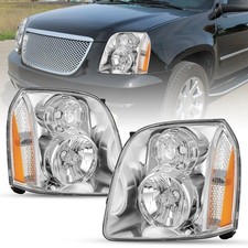 Yukon Headlight Assembly 2007-14 XL 1500 2500 Hybrid Denali OE Style Chrome