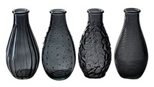 4er Set Glasflaschen "Decor", anthrazit - Vase, Tischdekoration, Glasvasen, Deko