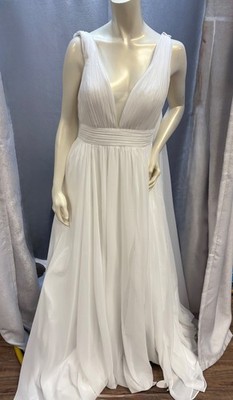 Clarisse 810287 Prom/Wedding Draping Cascade Chiffon Gown in Diamond White Sz 8