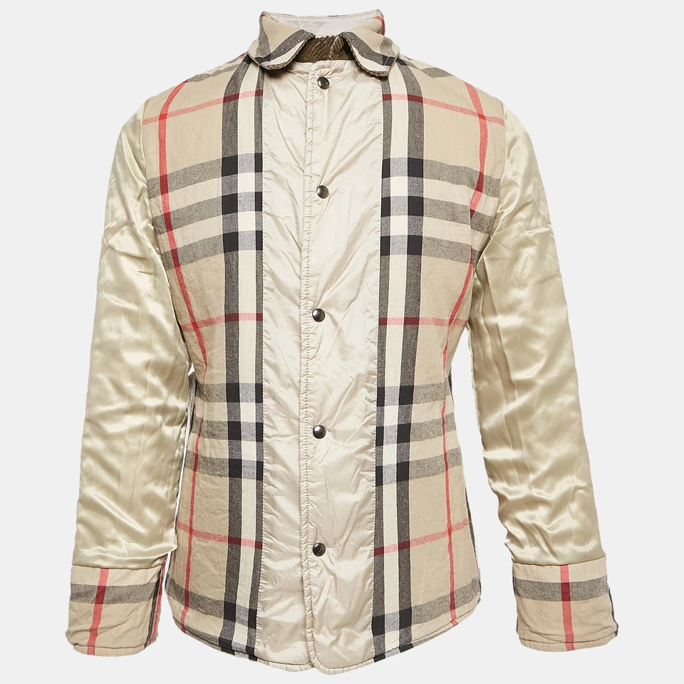 Chaqueta acolchada Burberry Kids beige de nailon con botones delanteros 12 años Foto 2 de 4