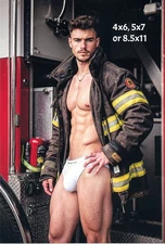 Handsome Muscular Male Bodybuilder Firefighter Photo Photograph Reprint #46
