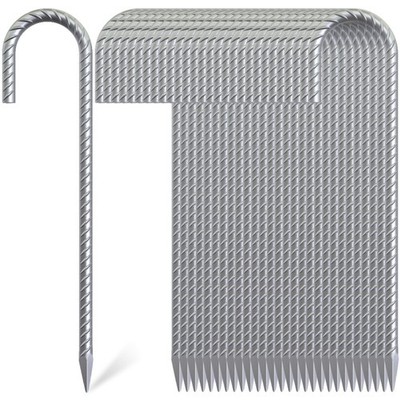 12 Inch J Hook Rebar Stakes 55 Pack, Heavy Duty Galvanized Steel Ground Stake...