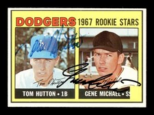 Gene Michael & Tom Hutton Signed 1967 Topps Rookie Card #428 Los Angeles Dodgers. rookie card picture