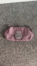 FENDI MONOGRAM MINI MAMMA SHOULDER BAGUETTE BAG IN LILAC / PINK