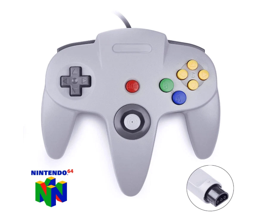 Pack de 2 Manettes Compatibles Nintendo 64 N64 – Joypads Filaire 1,80 m - Gris - Photo 2/4