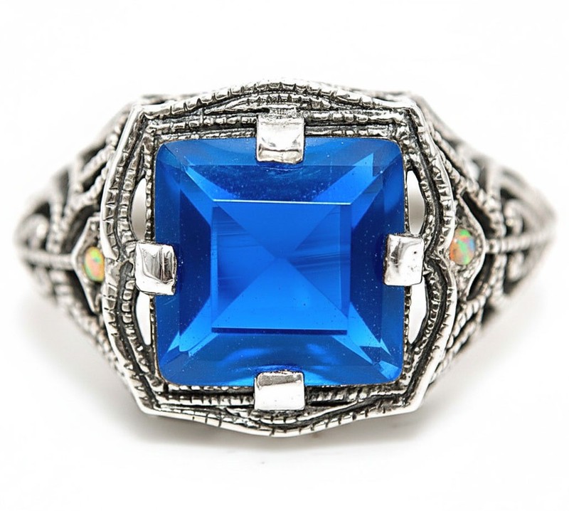 2CT Heat Treated Kyanite 925 Sterling Silver Nouveau Style Ring Sz 8 PC12-5