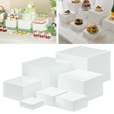 7Pcs Acrylic Cube Display Box Riser Nesting Riser 5 Sided for Buffet Table