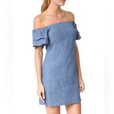 Alice + Olivia Tula Chambray Off the Shoulder Mini Dress