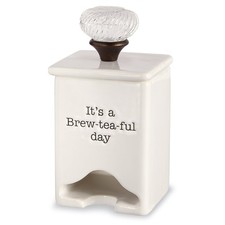 Mud Pie Ceramic Tea Bag Caddy, White