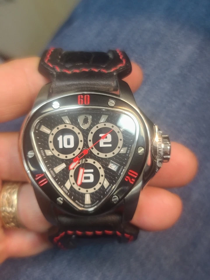 New Tonino Lamborghini Spyder 1300 Quartz Swiss Made Watch Leather New Battery! - Image 4 of 4