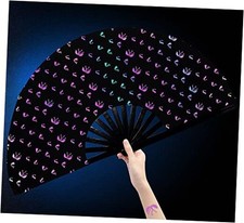 Large Rave Folding Hand Fan Clacking Fans for Line Dancing Clap Bungee Light