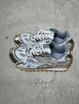 Bottega Veneta Orbit Silver Metallic Mesh Fishnet Sneakers NIB Size 40EU