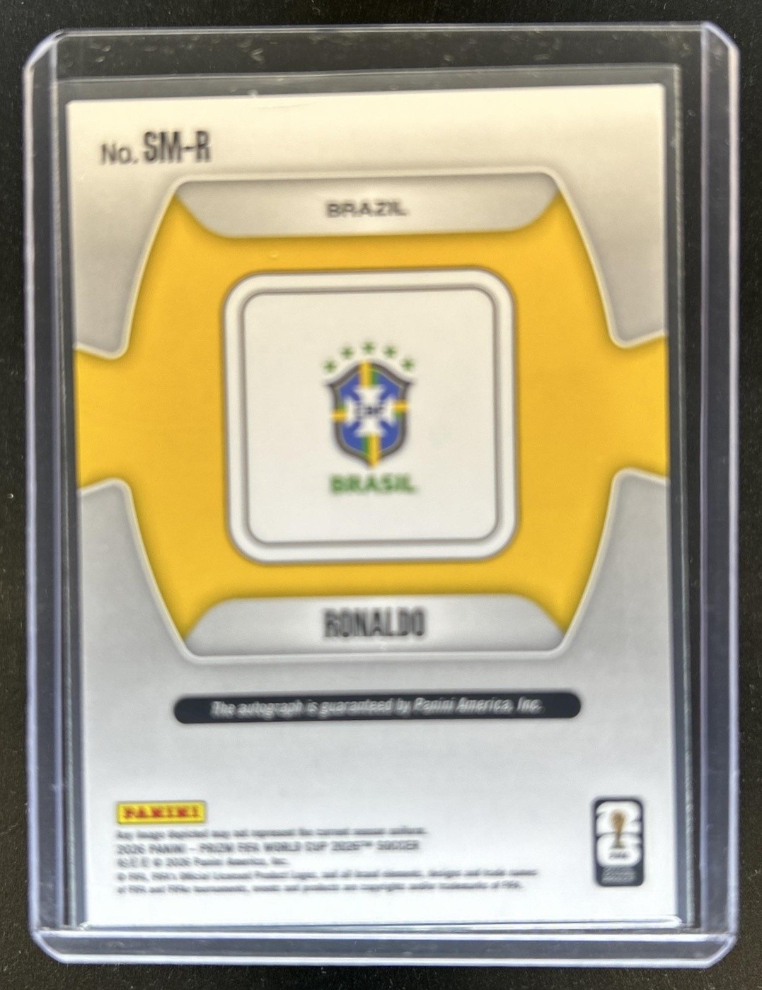 2026 Panini Prizm World Cup Ronaldo Signature Moments Auto #SM-R Brazil view 2