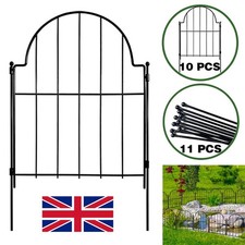 Set of 10 Rustproof Metal Garden Fence Flower Bed Animal Dog Barrier Border-Edge