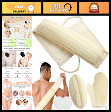 Exfoliating Natural Loofah Sponge Back Scrubber Set - 5 Pack Bath Pads  Glove