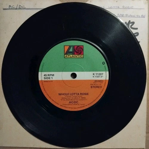 AC/DC  - Whole Lotta Rosie. 7"Single 1978. VG+