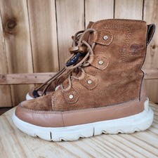 Sorel Explor Boots Youth Size 3 Brown Suede Faux Fur Lined Waterproof NY4897-242