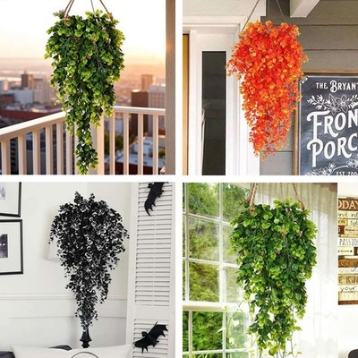 1-3Pcs Artificial Fake Hanging Basket Plants Silk Flower Vine Home Outdoor Decor
