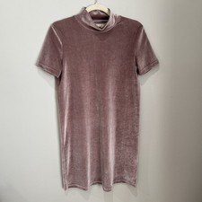 Madewell Size XS Velvet Mauve Mock Neck Short Sleeve Shift  Party Dress