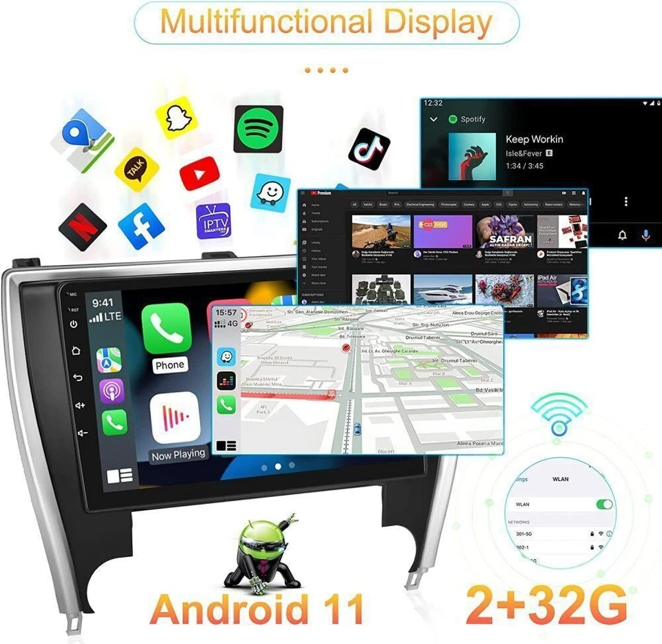 Carplay Car Stereo Radio GPS Navi FM For Toyota Camry 2015-2017 Android 13 - Image 4 of 4