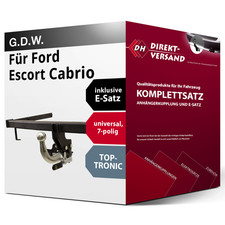 Für Escort Cabrio VI Typ ALL (G.D.W.) Anhängerkupplung abnehmbar + E-Satz 7pol